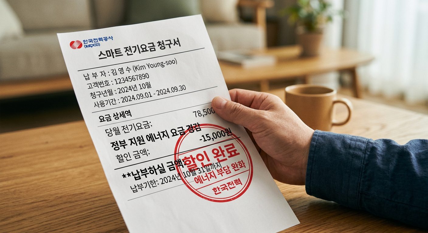 전기 고지서 차감 혜택을 보여주는 냉방지원금 요금 할인 이미지