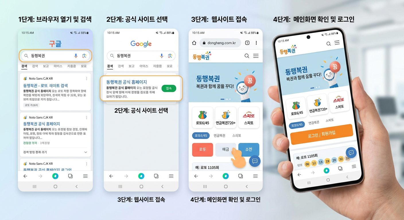 동행복권 모바일 웹사이트 접속 화면 예시