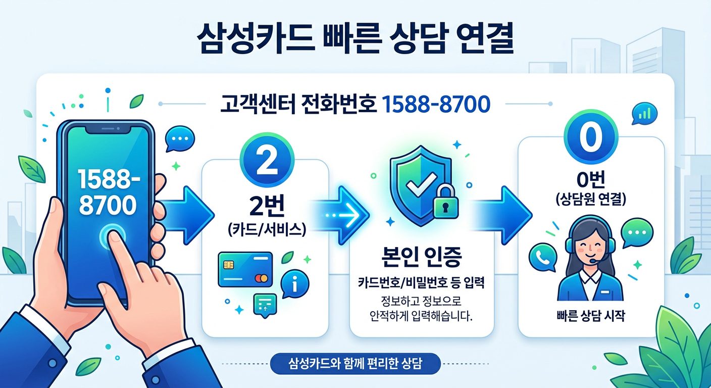 삼성카드 고객센터 전화번호·상담원 연결 방법 초고속 ARS 순서도