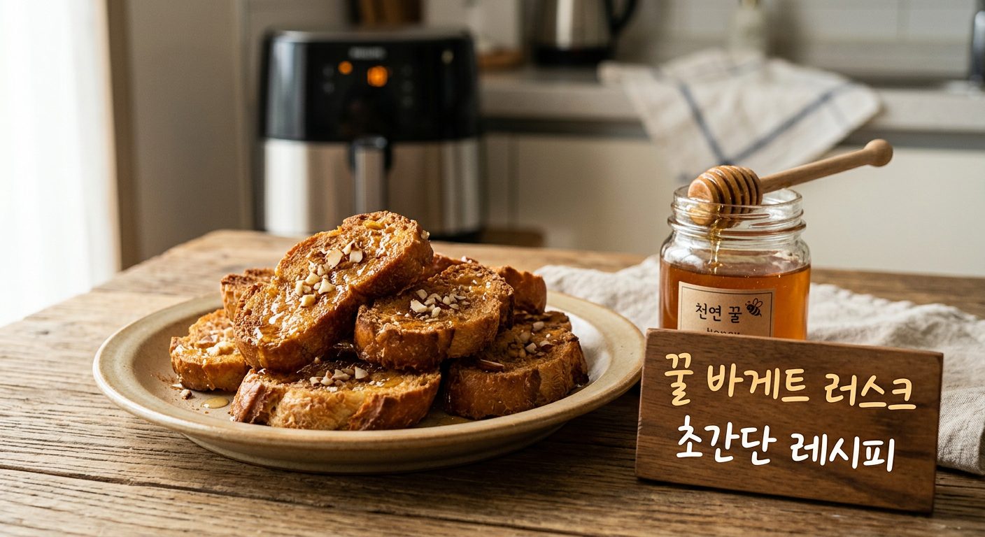 에어프라이어로 만든 바삭한 꿀 바게트 러스크, 집에서 만드는 간단 간식 레시피