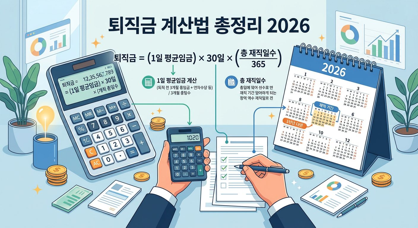 퇴직금 계산법 총정리 2026 인포그래픽
