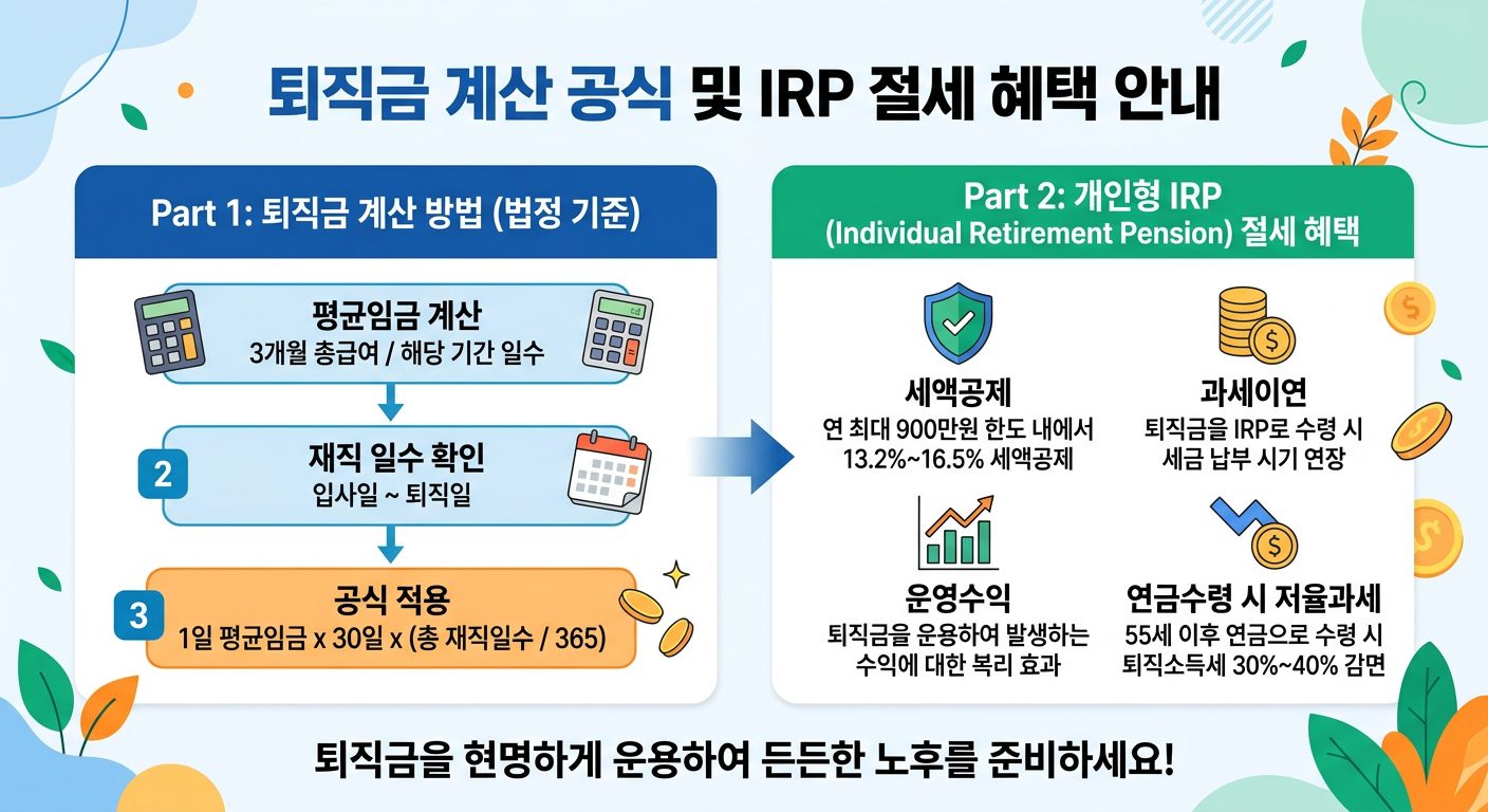 퇴직금 계산법 및 세액 산출 공식