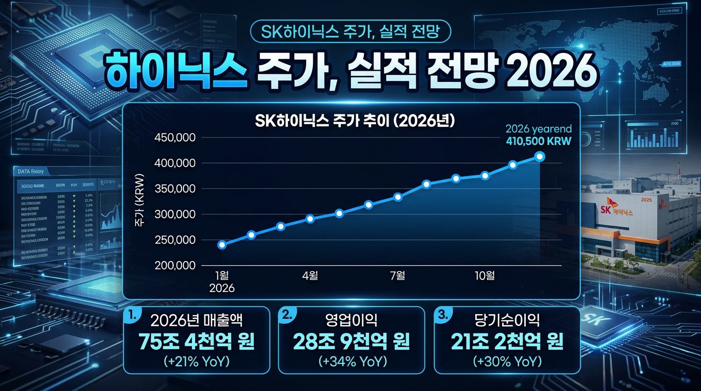 SK하이닉스 2026년 2분기 실적 발표와 관련된 하이닉스 주가, 실적 전망 그래프