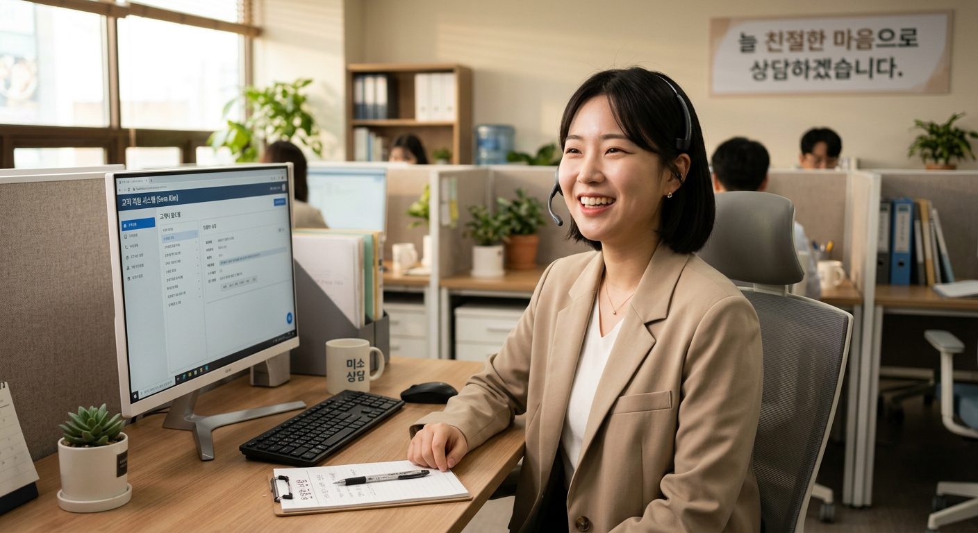 현대카드고객센터 전문 상담원이 상냥하게 대기 중인 모습