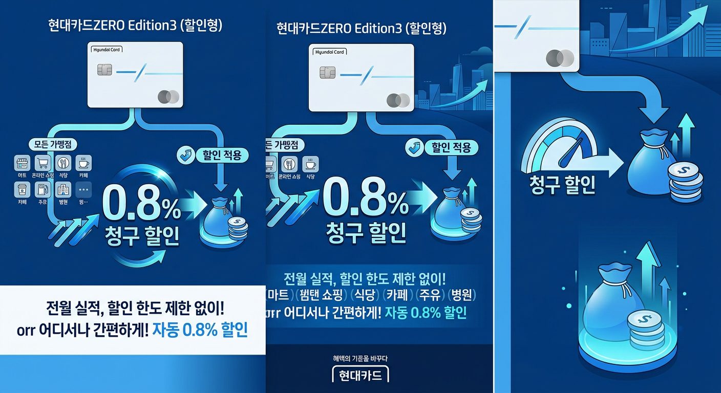현대카드제로에디션3 0.8% 청구 할인 혜택 안내 그래픽