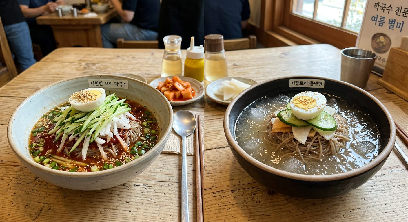 중년 체중 관리에 좋은 오이 막국수 저칼로리 다이어트 식단